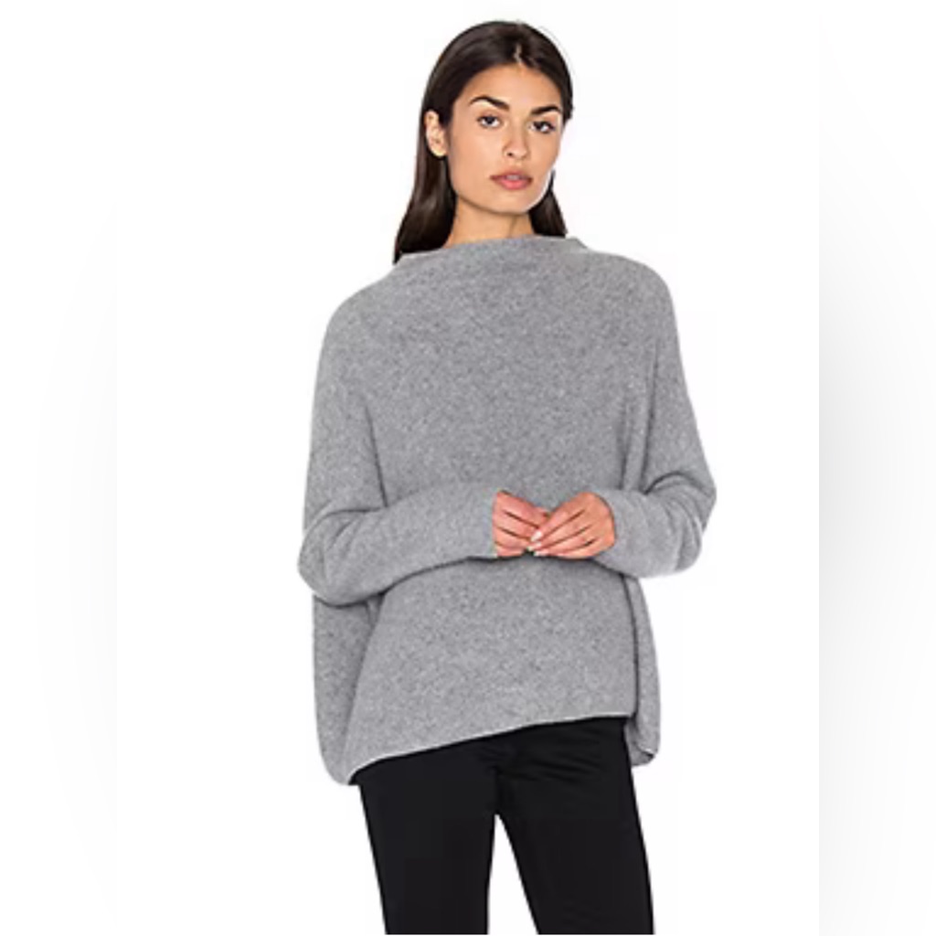 Vince Funnel Neck Sweater In Medium Grey